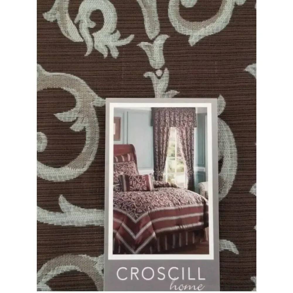 Lot of 3 Croscill Curtains Drapes Jacobian Brown Gold 54 X 84 Damask